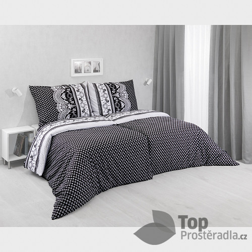 Polybavlněné povlečení DeLuxe 140x200+70x90 Canzone Black