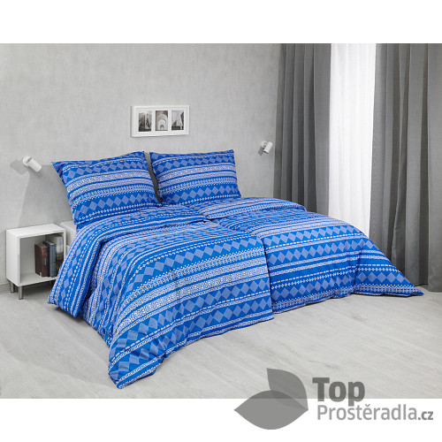 Bavlněné povlečení 140x200+70x90 Etnický styl modrá