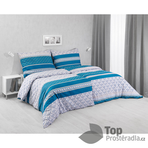 Bavlněné povlečení 140x200+70x90 Orient tmavý tyrkys