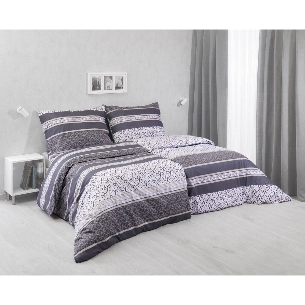 Bavlněné povlečení 140x200+70x90 Orient tmavě šedý