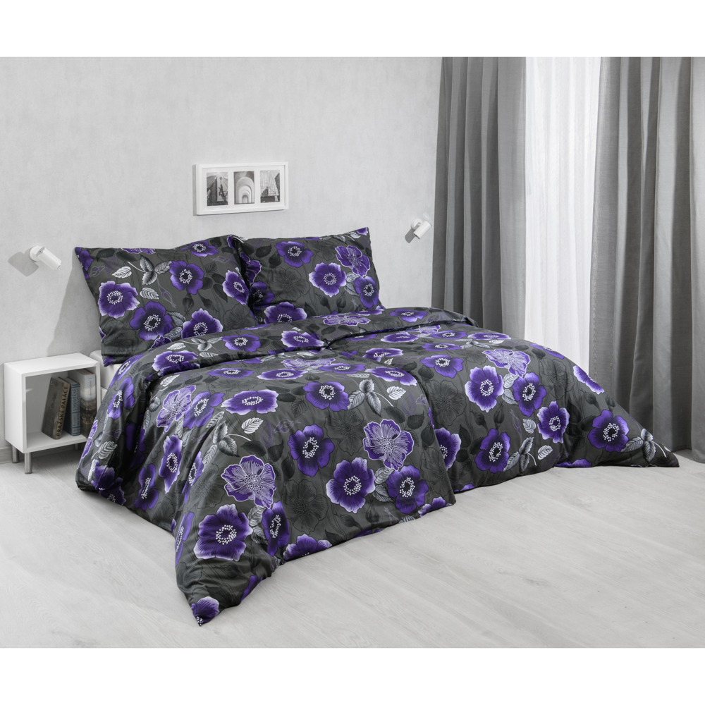TOP Bavlněné povlečení 140x200+70x90 Květiny purple