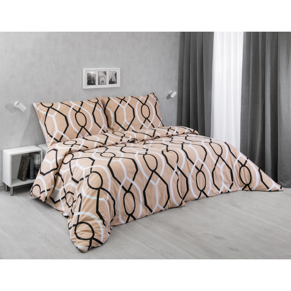 TOP Flanelové povlečení 140x200+70x90 Mřížky béžové