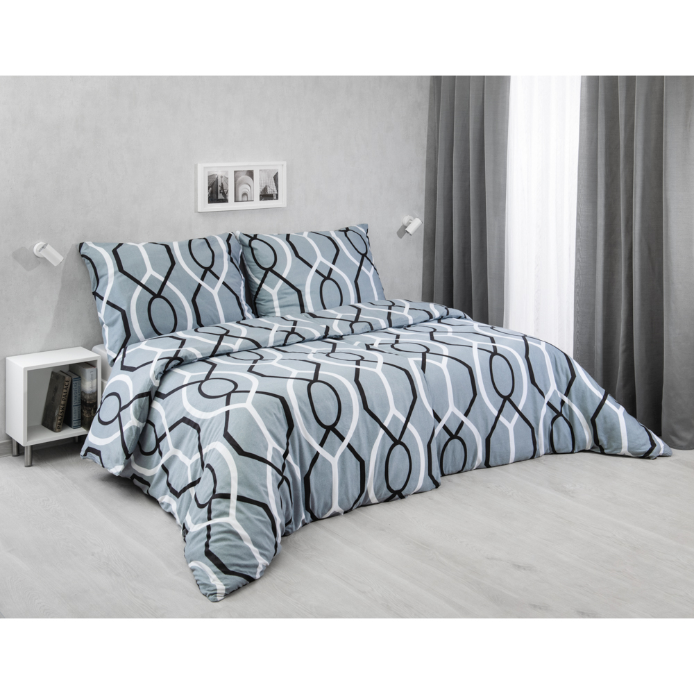 TOP Flanelové povlečení 140x200+70x90 Mřížky šedé