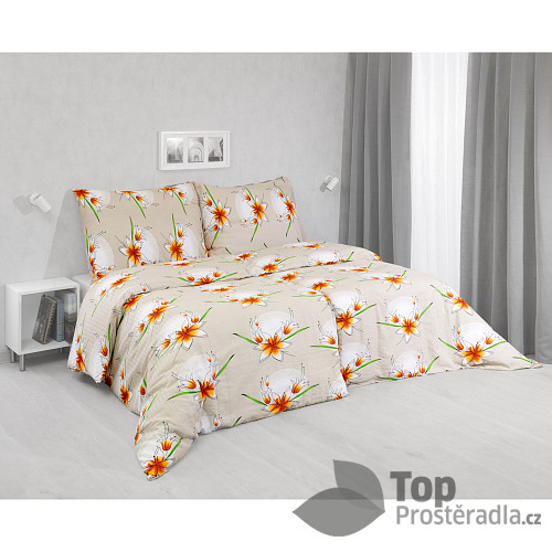 Krepové povlečení STANDARD 140x200+70x90 Lilie oranžové