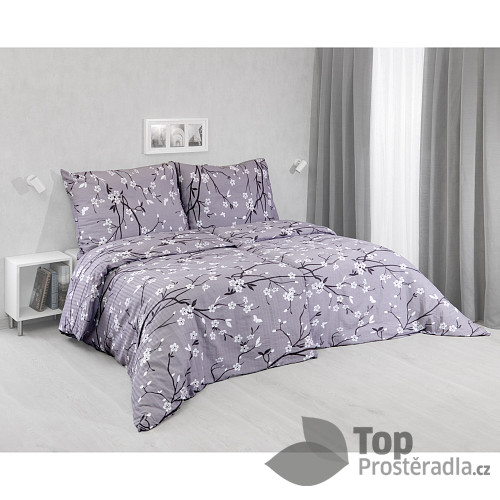 Krepové povlečení STANDARD 140x200+70x90 Sakura šedá