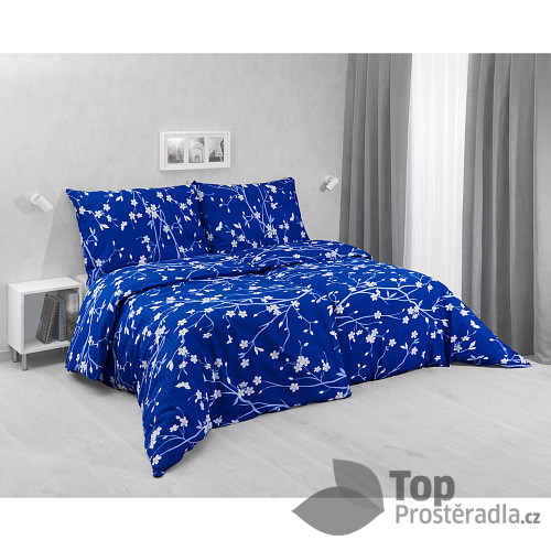 Krepové povlečení STANDARD 140x200+70x90 Sakura modrá