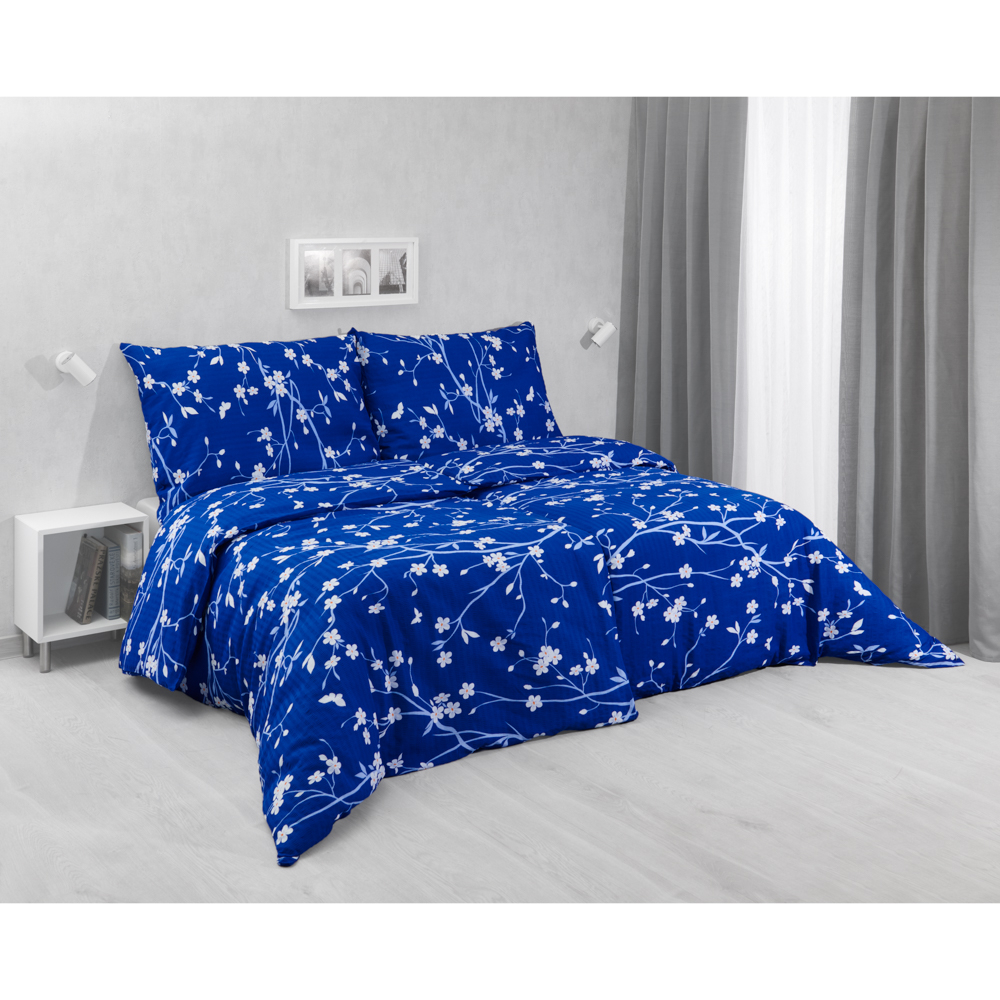 Krepové povlečení STANDARD 140x200+70x90 Sakura modrá