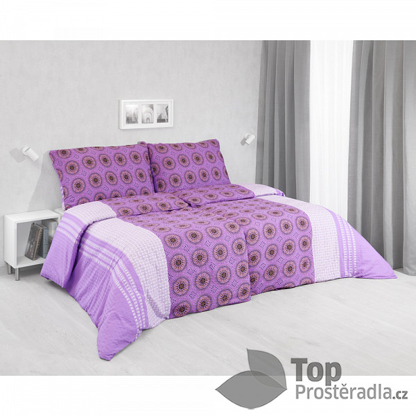 Krepové povlečení STANDARD 140x200+70x90 Mandaly fialové