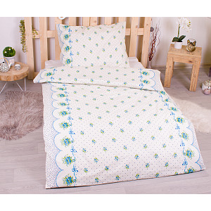 Krepové povlečení STANDARD 140x200+70x90 Bouquet modrý