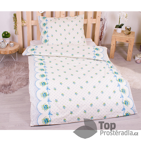 Krepové povlečení STANDARD 140x200+70x90 Bouquet modrý 2