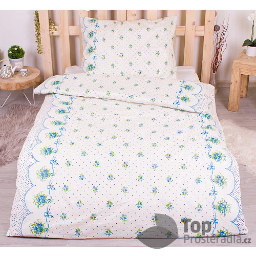 Krepové povlečení STANDARD 140x200+70x90 Bouquet modrý