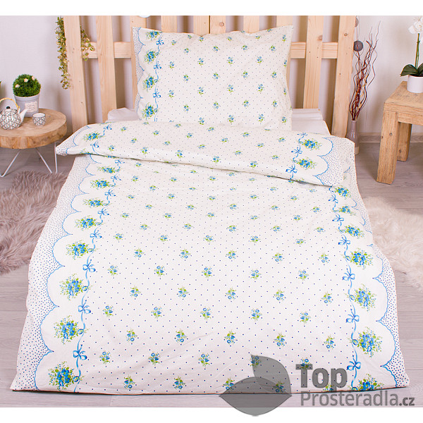 Krepové povlečení STANDARD 140x200+70x90 Bouquet modrý