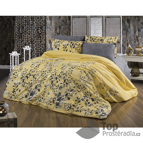 Bavlněné povlečení DELUXE 140x200+70x90 Botanica žlutá