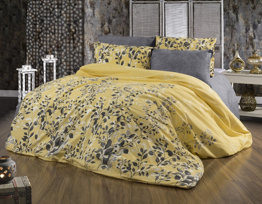 Bavlněné povlečení DELUXE 140x200+70x90 Botanica žlutá