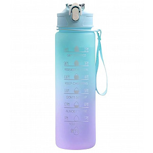 Láhev na vodu s denním pitným režimem 1000 ml modrofialová
