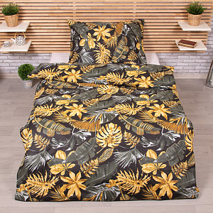 Prodloužené bavlněné povlečení DELUXE 140x220+70x90 Monstera