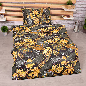 Prodloužené bavlněné povlečení DELUXE 140x220+70x90 Monstera