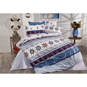 Prodloužené bavlněné povlečení DELUXE 140x220+70x90 Námořník