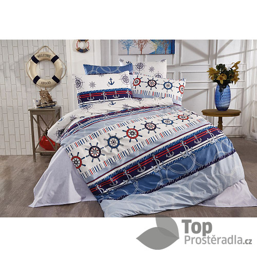 Prodloužené bavlněné povlečení DELUXE 140x220+70x90 Námořník