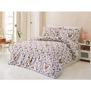 Prodloužené bavlněné povlečení DELUXE 140x220+70x90 Srdce z růže