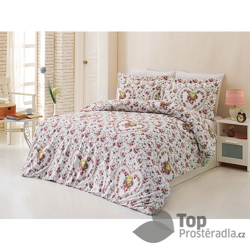 Prodloužené bavlněné povlečení DELUXE 140x220+70x90 Srdce z růže
