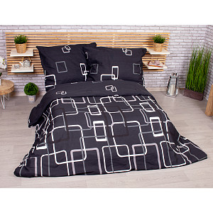 Francouzské ranforce bavlněné povlečení 220x200+2x70x90 Čtverce černobílé