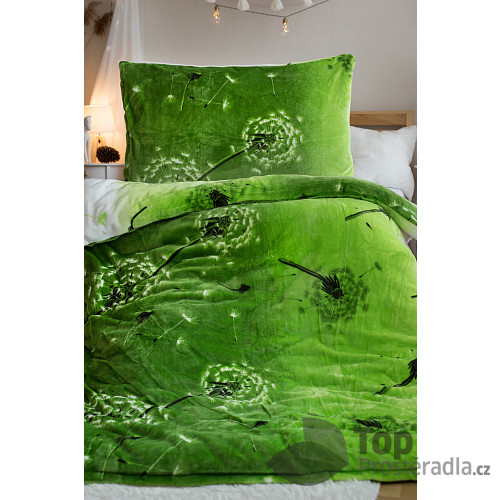 Mikroplyšové povlečení EXCLUSIVE 140x200+70x90 Pampeliška zelená
