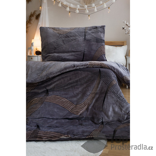 Mikroplyšové povlečení EXCLUSIVE 140x200+70x90 Vlny elegance