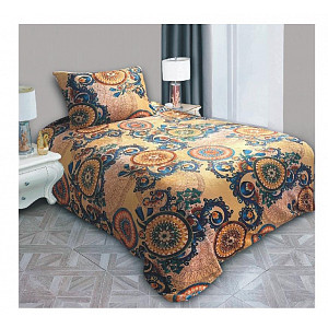 Mikroplyšové povlečení Premium 140x200+70x90 Mandal zlatý