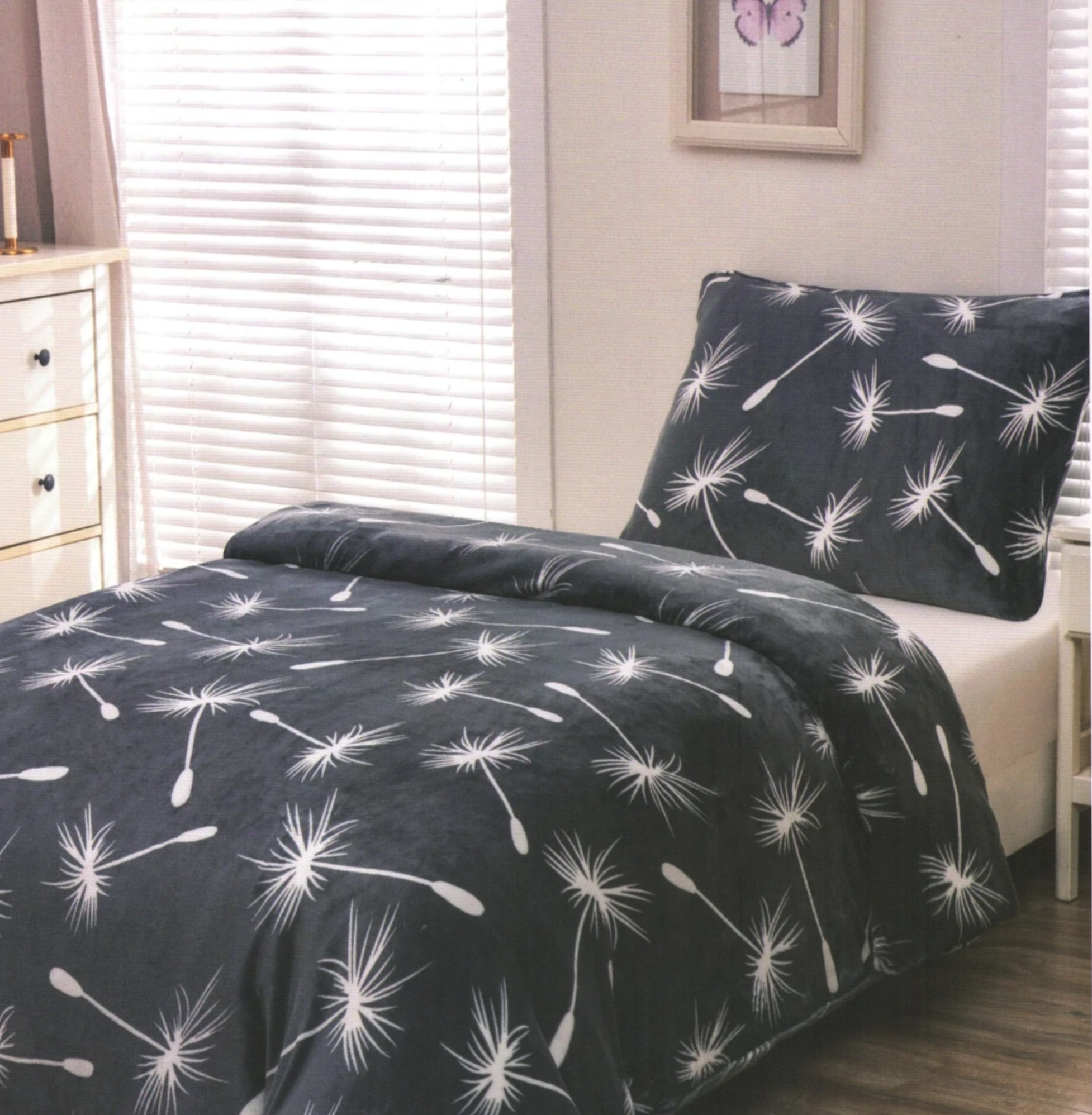 Mikroplyšové povlečení Premium 140x200+70x90 Chmýří černé