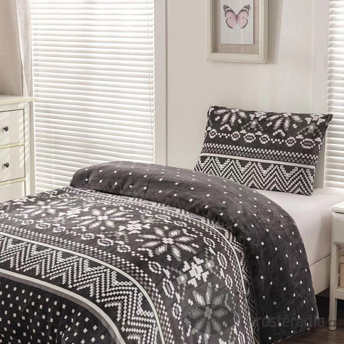 Mikroplyšové povlečení Premium 140x200+70x90 Nordic šedý