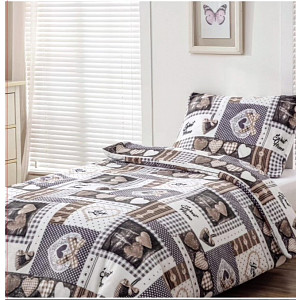 Mikroplyšové povlečení Premium 140x200+70x90 Patchwork šedý