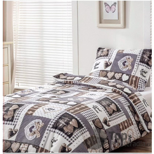 Mikroplyšové povlečení Premium 140x200+70x90 Patchwork šedý