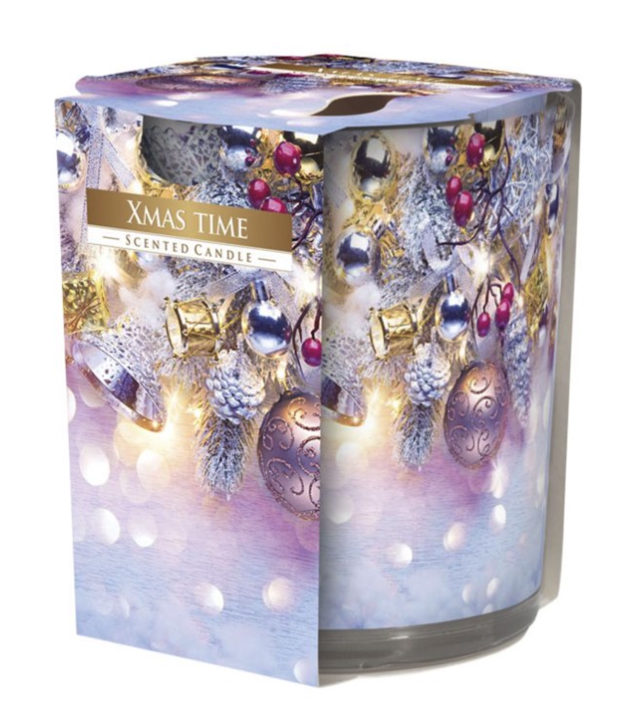 BISPOL SVÍČKA VE SKLE VÁNOČNÍ ČAS 100G