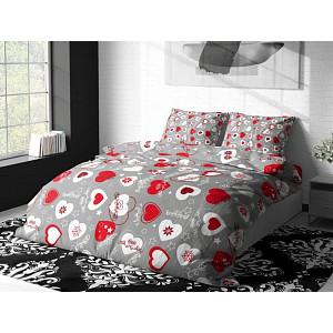 Mikroplyšové povlečení Premium 140x200+70x90 Vánoční srdíčka