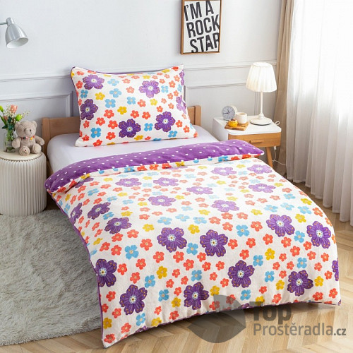 Mikroplyšové povlečení Premium 140x220+70x90 Květinka