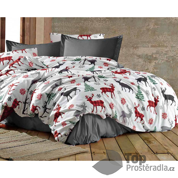 Bavlněné povlečení DELUXE 140x200+70x90 Vánoční sob