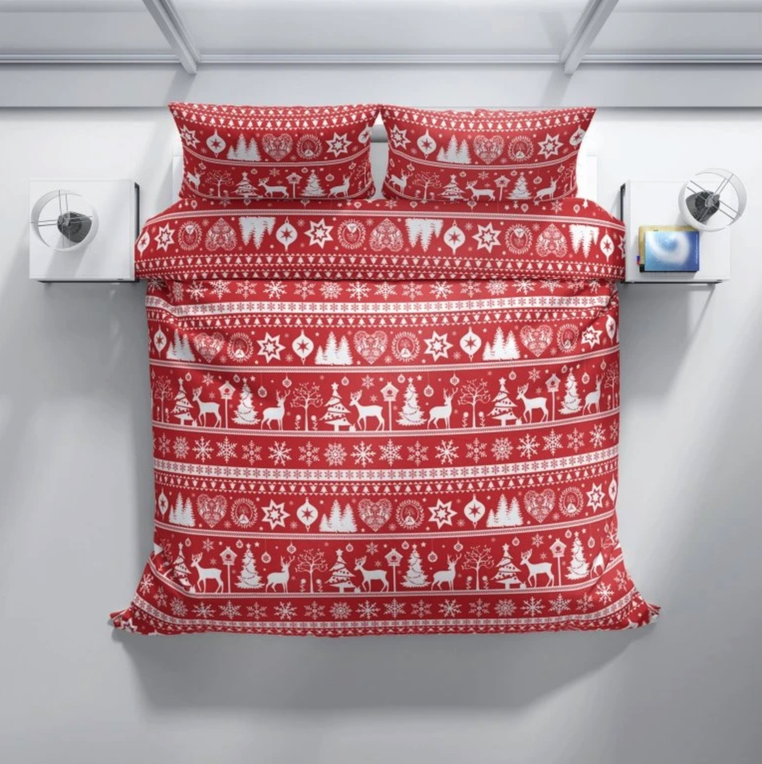 Fotografie Bavlněné povlečení 140x200+70x90 Červené Vánoce