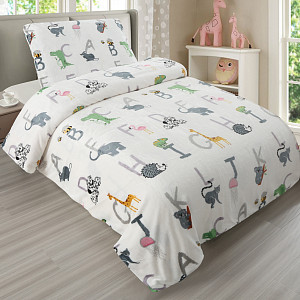 Mikroplyšové povlečení Premium 140x200+70x90 Abeceda