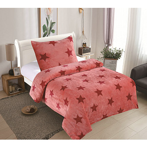 Mikroplyšové povlečení Premium 140x200+70x90 Stars růžové