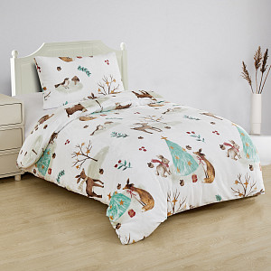 Mikroplyšové povlečení Premium 140x200+70x90 Vánoce v lese