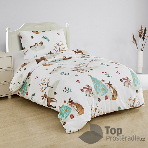 Mikroplyšové povlečení Premium 140x200+70x90 Vánoce v lese