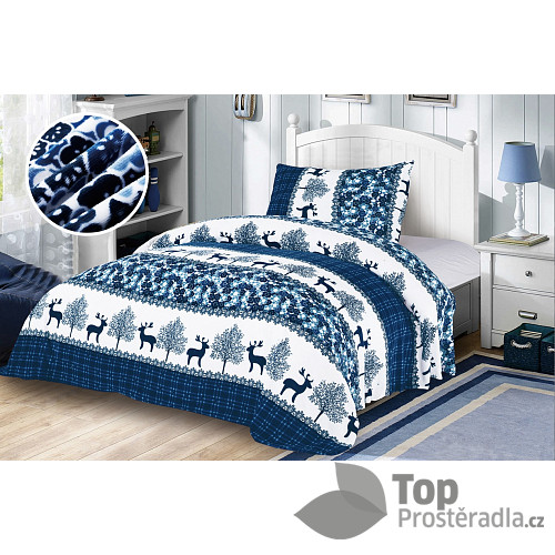 Mikroplyšové povlečení Premium 140x200+70x90 Sobíci modří