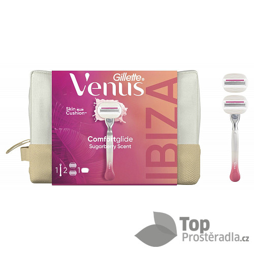 Gillette Venus Comfortglide Festival dámská dárková taška: holicí strojek + 2 hlavice + toaletní taška