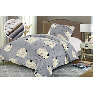 Mikroplyšové povlečení Premium 140x200+70x90 Ovečky