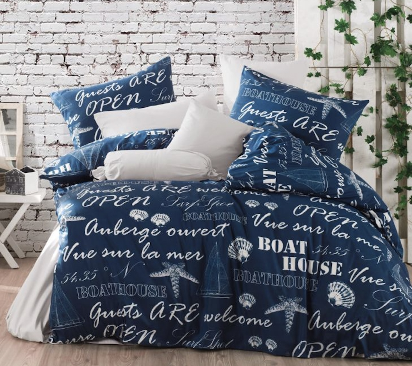 Francouzské bavlněné povlečení DELUXE 220x200+2x70x90 Lodě modré