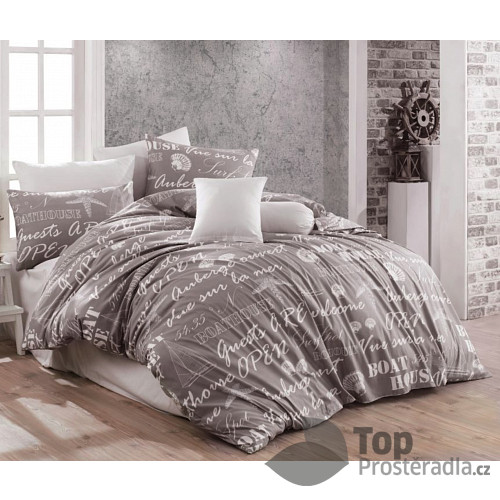 Francouzské bavlněné povlečení DELUXE 220x200+70x90 Lodě béžové