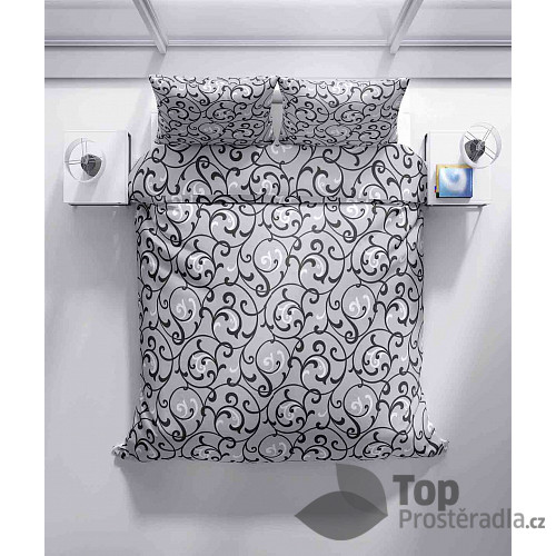 Krepové povlečení ECONOMY 140x200+70x90 Šedý orient