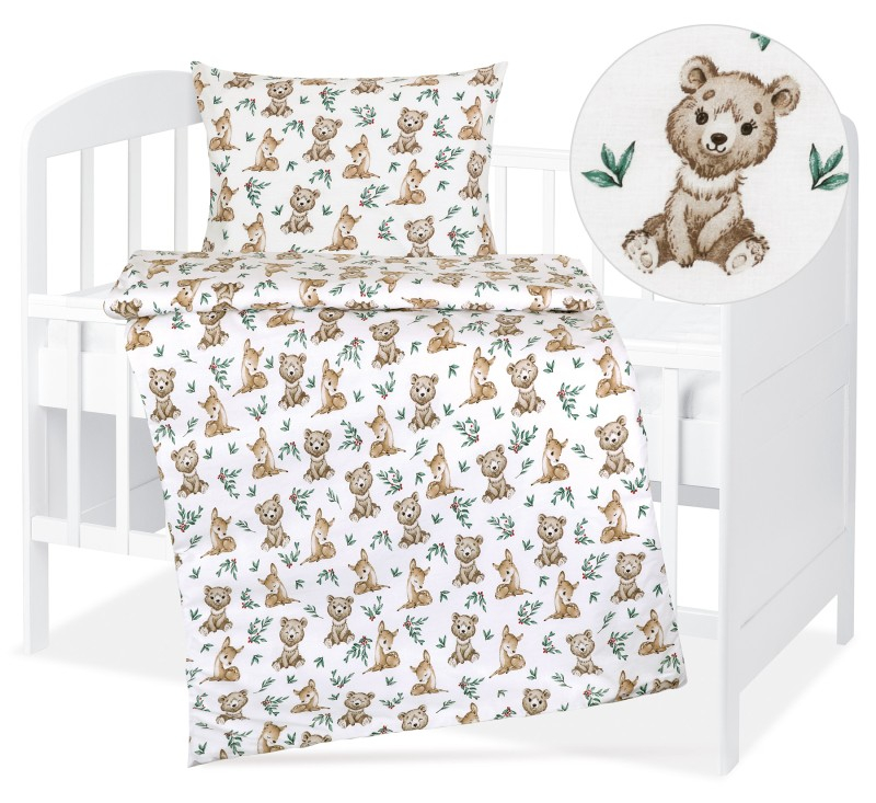 Dětské bavlněné povlečení 90x135+45x60 Medvídek v trávě