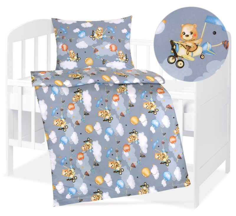 Dětské bavlněné povlečení 90x135+45x60 Medvídek v letadle 2